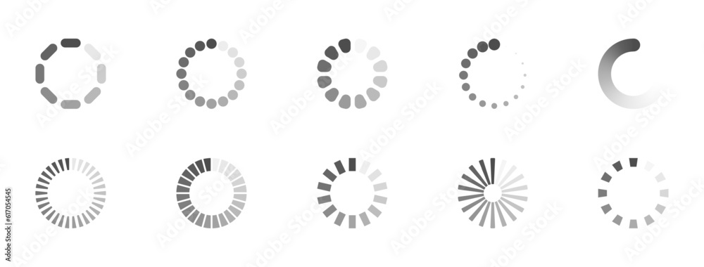 Poster download sign set. load icons set. load system. data load. loading bar. froze computer. vector stock