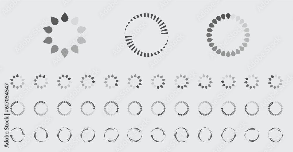 Fototapete circular loading buffering icons vector set video ready for animation gif all keyframes frames bufri