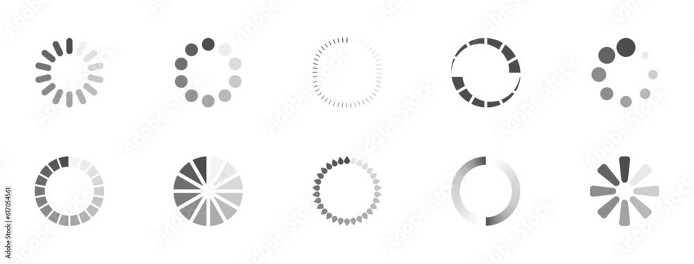 Poster download sign set. load icons set. load system. data load. loading bar. froze computer. vector stock
