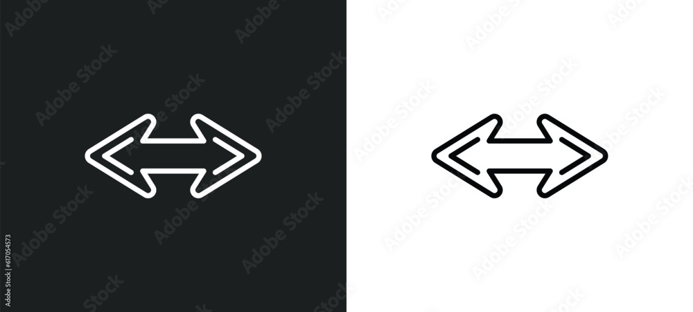 Poster horizontal arrows line icon in white and black colors. horizontal arrows flat vector icon from horiz