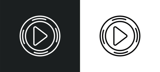play button line icon in white and black colors. play button flat vector icon from play button collection for web, mobile apps and ui.
