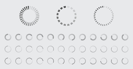 Circular Loading Buffering Icons Vector Set Video Ready for Animation Gif All Keyframes Frames Bufring Circle Waiting for Connection Buffer Preloader Download Symbol Easy Replace Color - obrazy, fototapety, plakaty