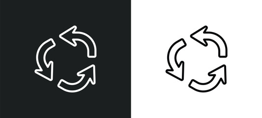 repeat line icon in white and black colors. repeat flat vector icon from repeat collection for web, mobile apps and ui.