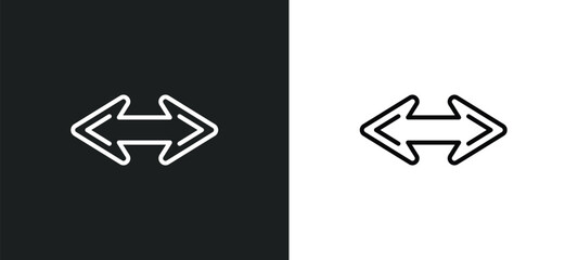 horizontal arrows line icon in white and black colors. horizontal arrows flat vector icon from horizontal arrows collection for web, mobile apps and ui.