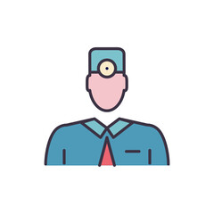 Doctor related vector line icon. Medical worker. Practicing. Scientist. Isolated on white background. Vector illustration. Editable stroke