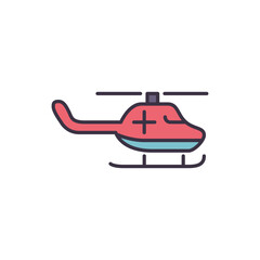 Emergency Helicopter related vector line icon. Isolated on white background. Vector illustration. Editable stroke