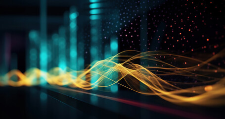 Modern digital abstract 3D background. Copy space. Can be used in the description of network abilities, technological processes, digital storages, science, education, etc.