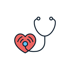 Stethoscope related vector line icon. Isolated on white background. Heart. Vector illustration. Editable stroke