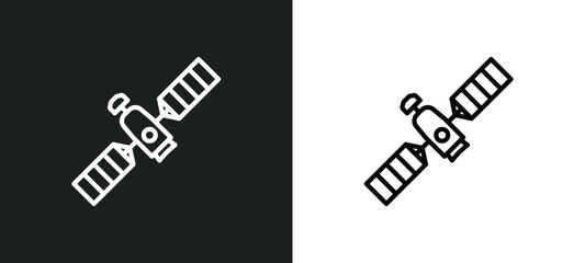 military satellites line icon in white and black colors. military satellites flat vector icon from military satellites collection for web, mobile apps and ui.