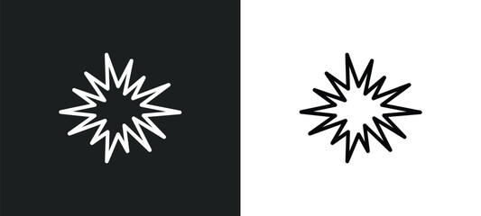 bomb detonation line icon in white and black colors. bomb detonation flat vector icon from bomb detonation collection for web, mobile apps and ui.