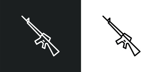 automatic gun line icon in white and black colors. automatic gun flat vector icon from automatic gun collection for web, mobile apps and ui.