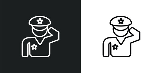 salute line icon in white and black colors. salute flat vector icon from salute collection for web, mobile apps and ui.