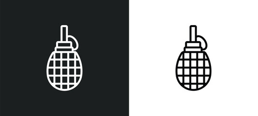 grenade line icon in white and black colors. grenade flat vector icon from grenade collection for web, mobile apps and ui.