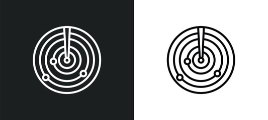 radar line icon in white and black colors. radar flat vector icon from radar collection for web, mobile apps and ui.