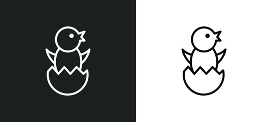 chick line icon in white and black colors. chick flat vector icon from chick collection for web, mobile apps and ui. © IconArt