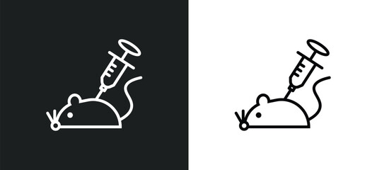animal testing line icon in white and black colors. animal testing flat vector icon from animal testing collection for web, mobile apps and ui.
