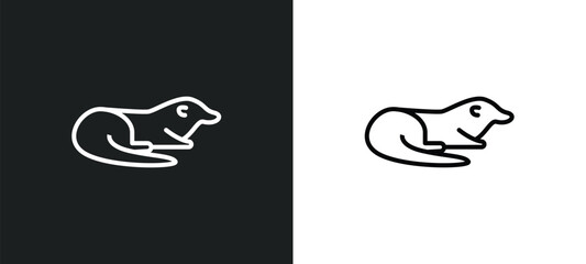 otter line icon in white and black colors. otter flat vector icon from otter collection for web, mobile apps and ui. © IconArt