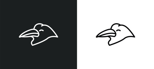 crow line icon in white and black colors. crow flat vector icon from crow collection for web, mobile apps and ui.