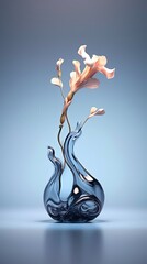 Iris flower in elegant vase. Minimalism design with beautiful flower. Generative AI