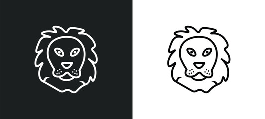 lion line icon in white and black colors. lion flat vector icon from lion collection for web, mobile apps and ui.