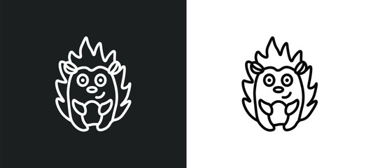 hedgehog line icon in white and black colors. hedgehog flat vector icon from hedgehog collection for web, mobile apps and ui.