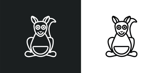 kangaroo line icon in white and black colors. kangaroo flat vector icon from kangaroo collection for web, mobile apps and ui.