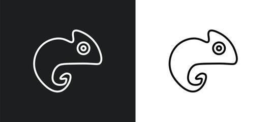 chameleon line icon in white and black colors. chameleon flat vector icon from chameleon collection for web, mobile apps and ui.