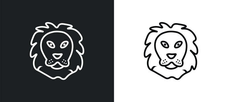 lion line icon in white and black colors. lion flat vector icon from lion collection for web, mobile apps and ui.