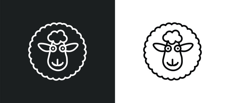 female sheep line icon in white and black colors. female sheep flat vector icon from female sheep collection for web, mobile apps and ui.