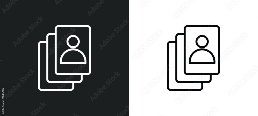 Poster accounts line icon in white and black colors. accounts flat vector icon from accounts collection for