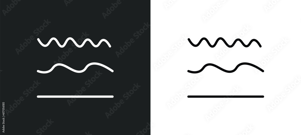 Poster curve line icon in white and black colors. curve flat vector icon from curve collection for web, mob