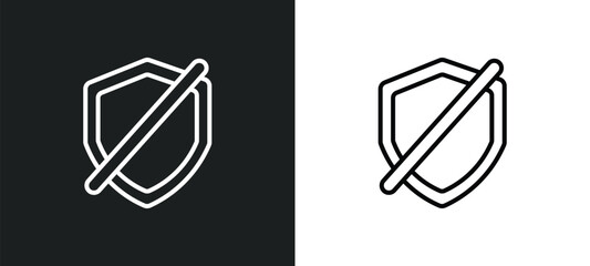 no protection line icon in white and black colors. no protection flat vector icon from no protection collection for web, mobile apps and ui.