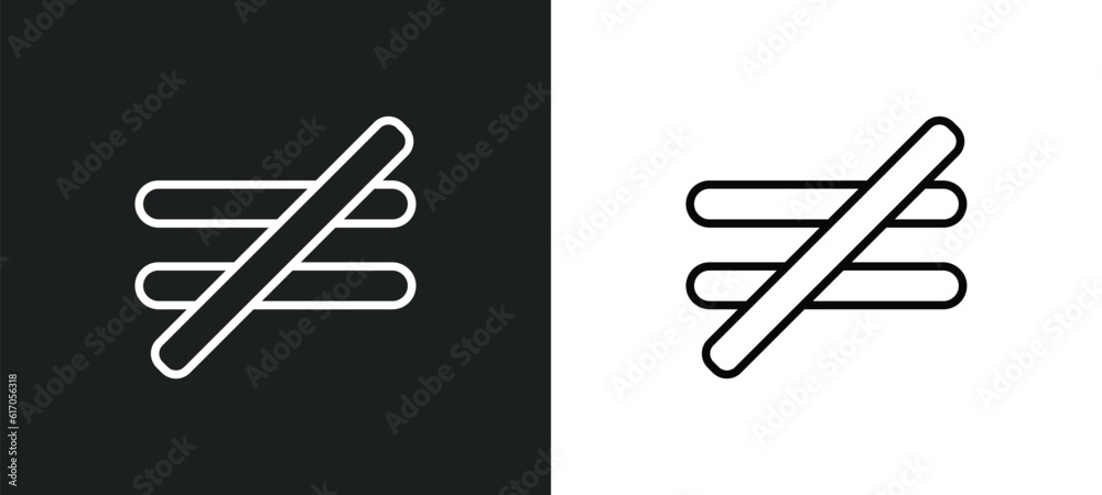 Poster is not equal to line icon in white and black colors. is not equal to flat vector icon from is not eq