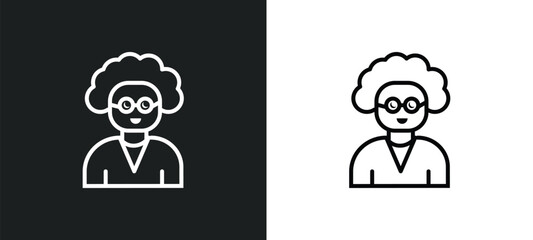 old woman line icon in white and black colors. old woman flat vector icon from old woman collection for web, mobile apps and ui.