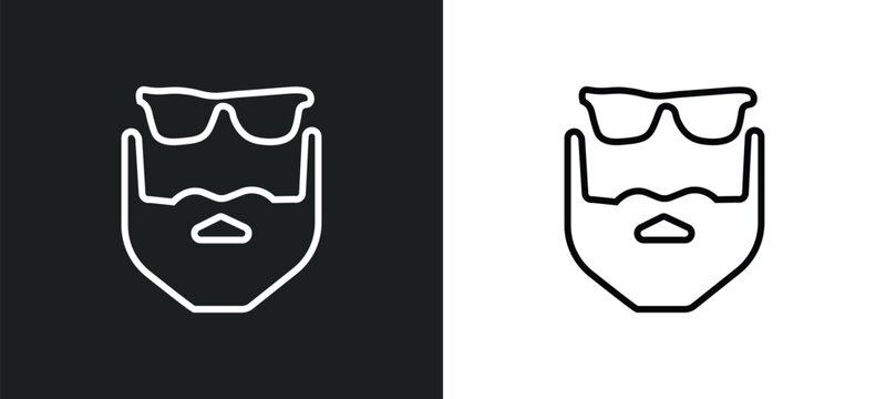 beard line icon in white and black colors. beard flat vector icon from beard collection for web, mobile apps and ui.