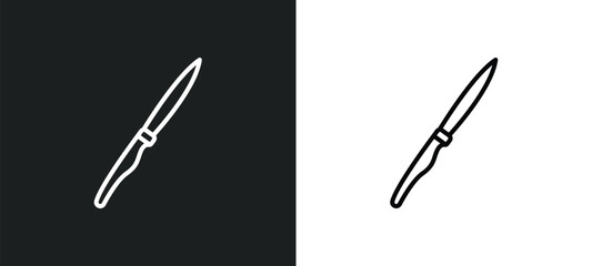 steak knife line icon in white and black colors. steak knife flat vector icon from steak knife collection for web, mobile apps and ui.