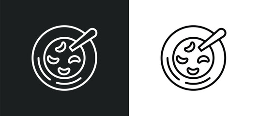 red bean soup line icon in white and black colors. red bean soup flat vector icon from red bean soup collection for web, mobile apps and ui.