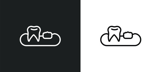 partial denture line icon in white and black colors. partial denture flat vector icon from partial denture collection for web, mobile apps and ui.