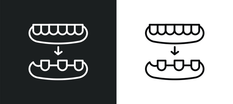 overdenture line icon in white and black colors. overdenture flat vector icon from overdenture collection for web, mobile apps and ui.