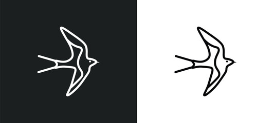 swallow line icon in white and black colors. swallow flat vector icon from swallow collection for web, mobile apps and ui.