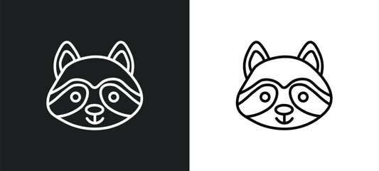 racoon line icon in white and black colors. racoon flat vector icon from racoon collection for web, mobile apps and ui.
