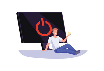 Man enjoying real life during digital detox, flat vector illustration isolated on white background.