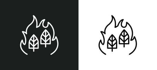 wildfire line icon in white and black colors. wildfire flat vector icon from wildfire collection for web, mobile apps and ui.