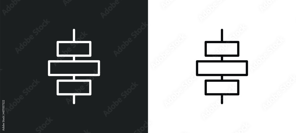 Poster horizontal alignment line icon in white and black colors. horizontal alignment flat vector icon from