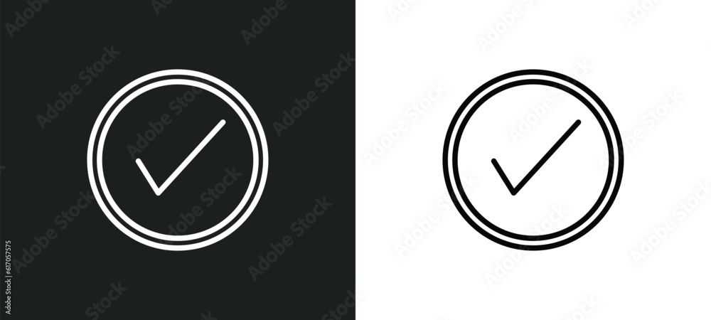 Poster check square line icon in white and black colors. check square flat vector icon from check square co