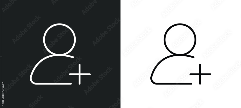 Poster add user line icon in white and black colors. add user flat vector icon from add user collection for