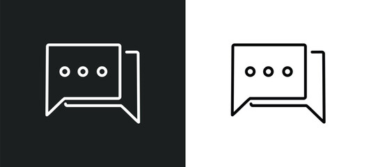 bubble speech line icon in white and black colors. bubble speech flat vector icon from bubble speech collection for web, mobile apps and ui.