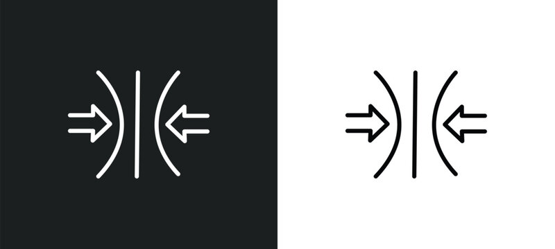 compress line icon in white and black colors. compress flat vector icon from compress collection for web, mobile apps and ui.