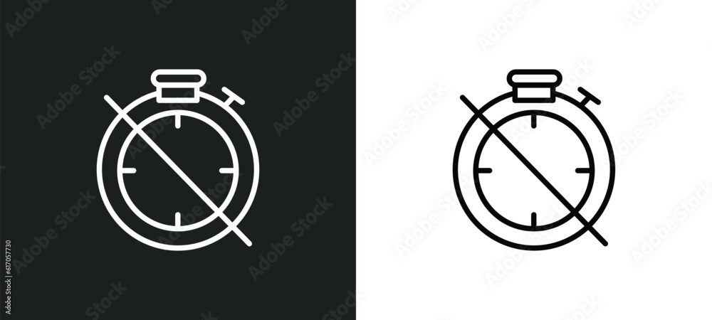 Poster timer off line icon in white and black colors. timer off flat vector icon from timer off collection 
