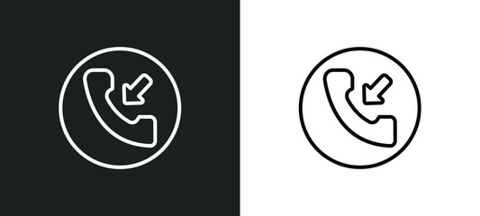 incoming phone line icon in white and black colors. incoming phone flat vector icon from incoming phone collection for web, mobile apps and ui.